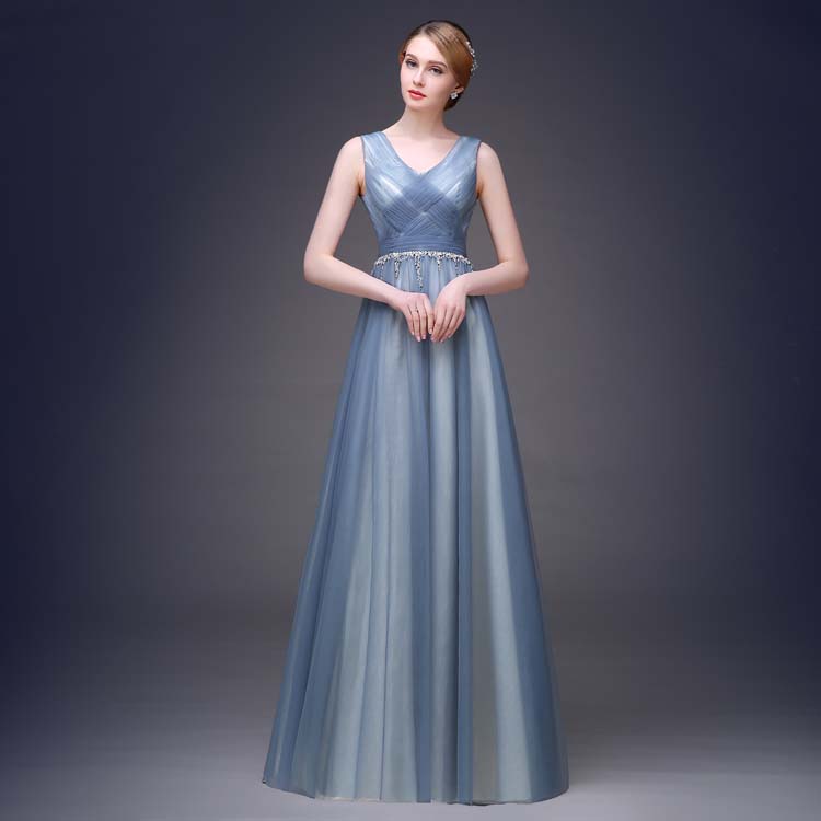 Women's Long Sleeveless Tulle Prom Gown